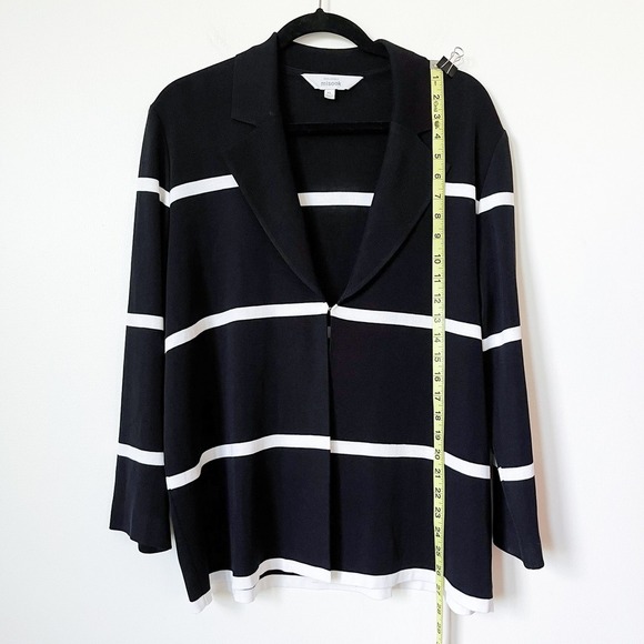 Exclusively Misook Black & White Striped Cardigan Womens XL Collar Career Work - Picture 7 of 10